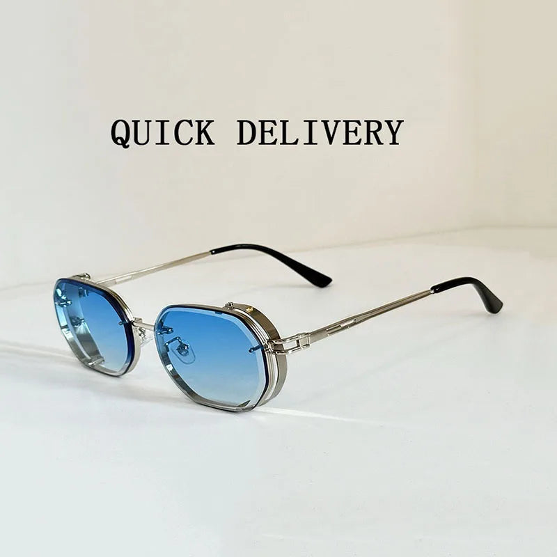 2024 Steampunk Sunglasses For Men Fashionable Square Punk Fashion Glasses Designer Sunglasses Women Trendy Gafas De Sol Hombre
