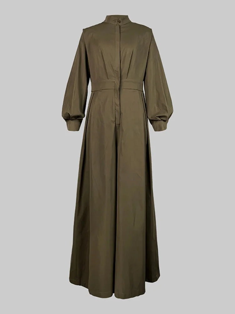 Onecozyday 2025 Stylish Solid Color Coverall for Urban Women Stand Collar High Waist Loose Fit One-piece Suit Casual Jumpsuits