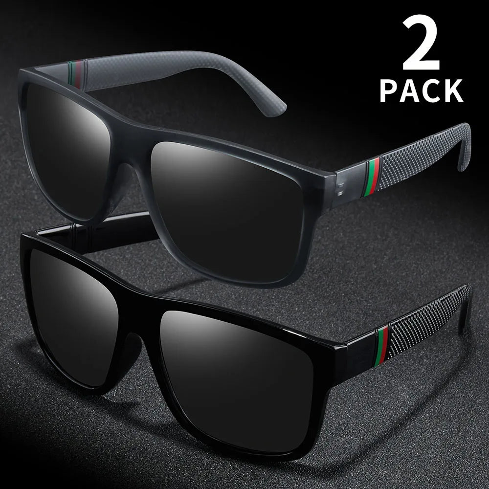 2PCS Polarized Sunglasses Brand Designer Vintage Sunglasses Man Fashionable Driving Sun Glasses Eyewear