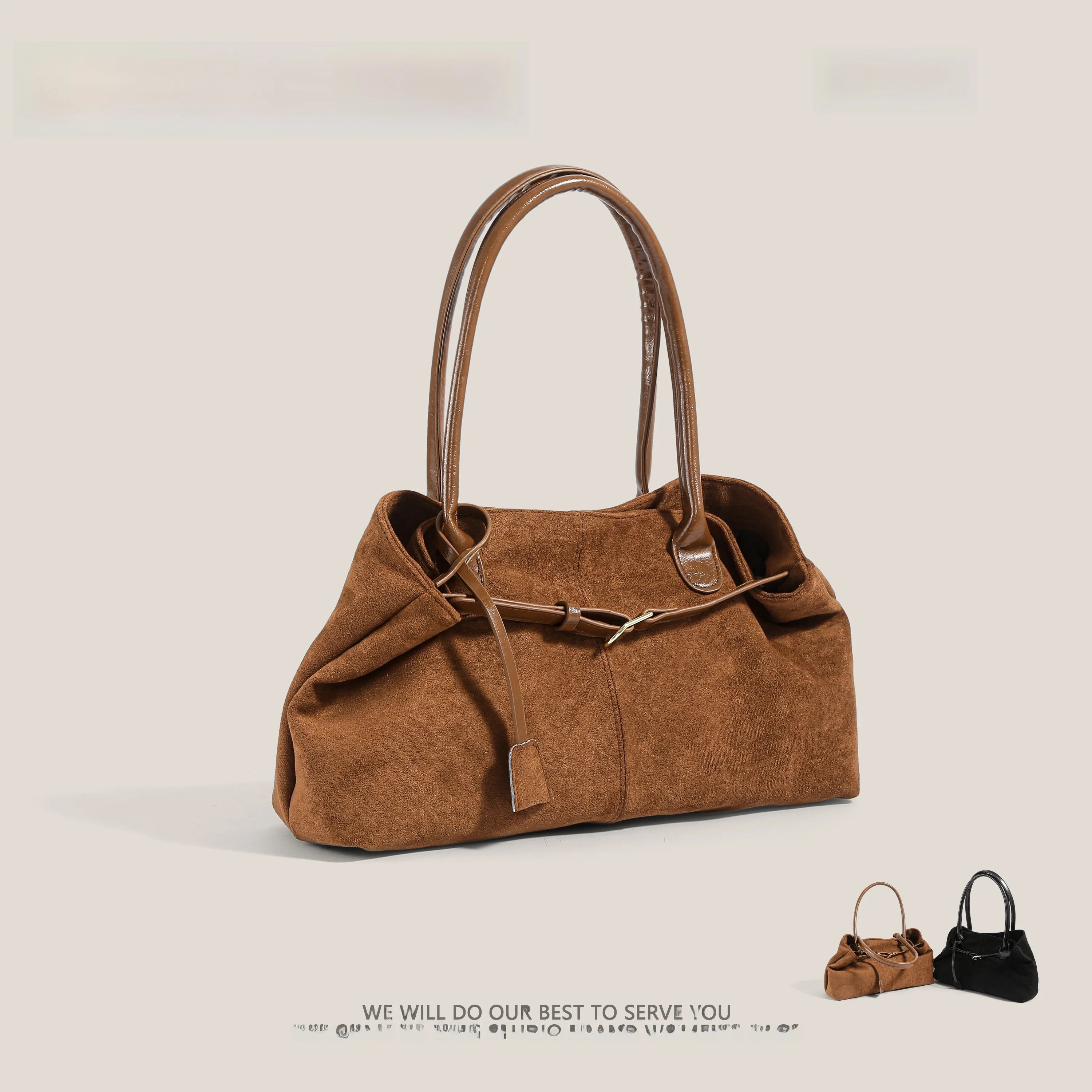 Autumn Winter Women's Suede Underarm Tote Bag Large Capaci Commuter Bag Handbag Retro Trendy 2025 New Sle Soft Leather
