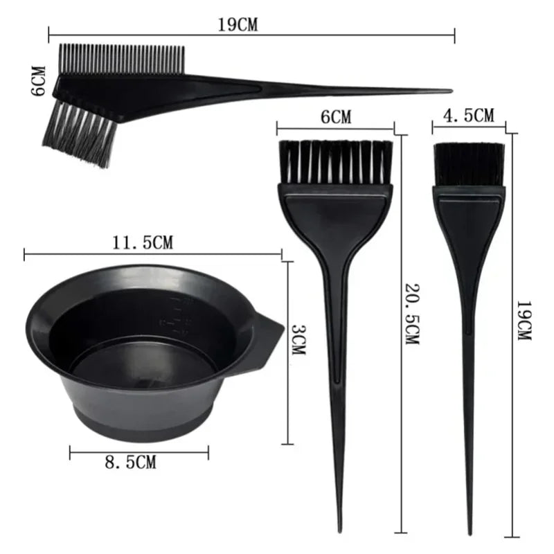 4Pcs Professional Hair Dyeing Kit Hair Color Dye Bowl Stirring Brush For DIY Hair Coloring Bleaching Salon Home Hair Dye Tools