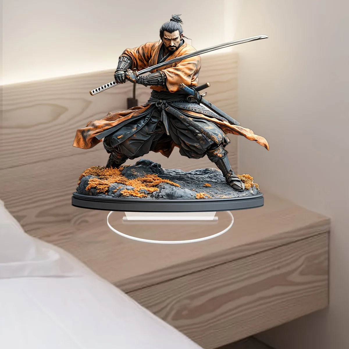 1pcs2D Flat Warrior Acrylic Statue - Traditional Warrior Art Double Sword Decoration, Home Decoration, Office Desk Decoration,