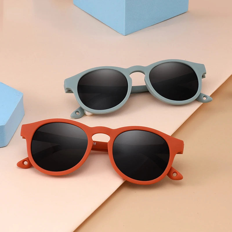 Boys Girls Baby Eyewear UV400 Small Round Polarized Kids Sunglasses Silicone Flexible Safety 0-3 Years Old Children Glasses