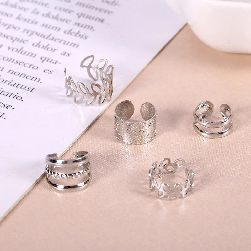 5pcs Vintage Clip Earrings for Women Gold Plated No Piercing Fake Earring Set in Lots 2025 Fashion Jewelry Ear Cuff Accessories