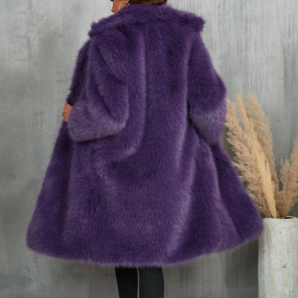 2025 Winter Plus Size Faux Fur Long Coat Women Big Collar Long Sleeve Fluffy Cardiga Jacket Lady Large Thick Warm Furry Outwear