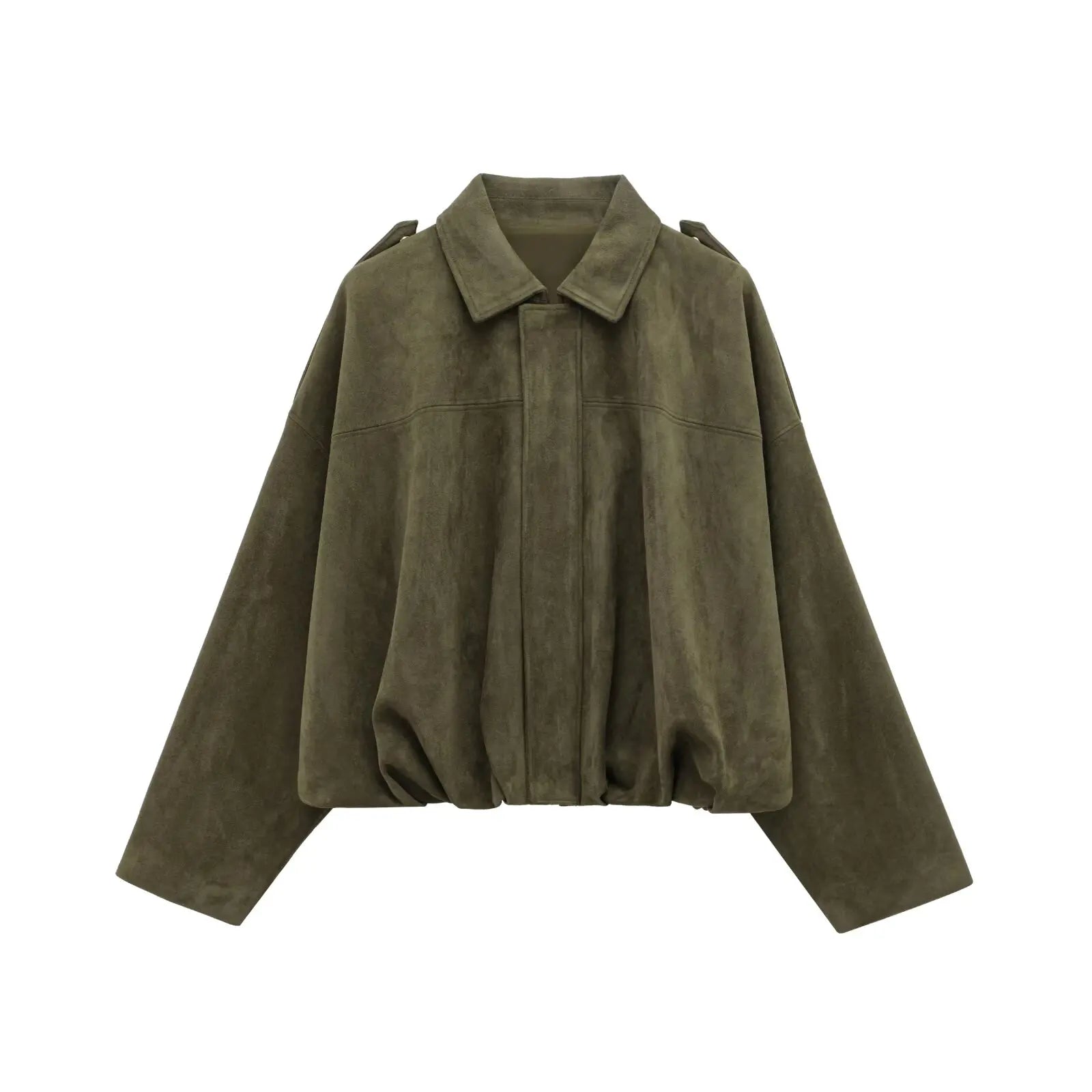 HH Women's Street Fashion Solid Loose Suede Texture Coats Causal Long Bat Sleeves Lapel Zipper Fly Winter Vintage Jackets