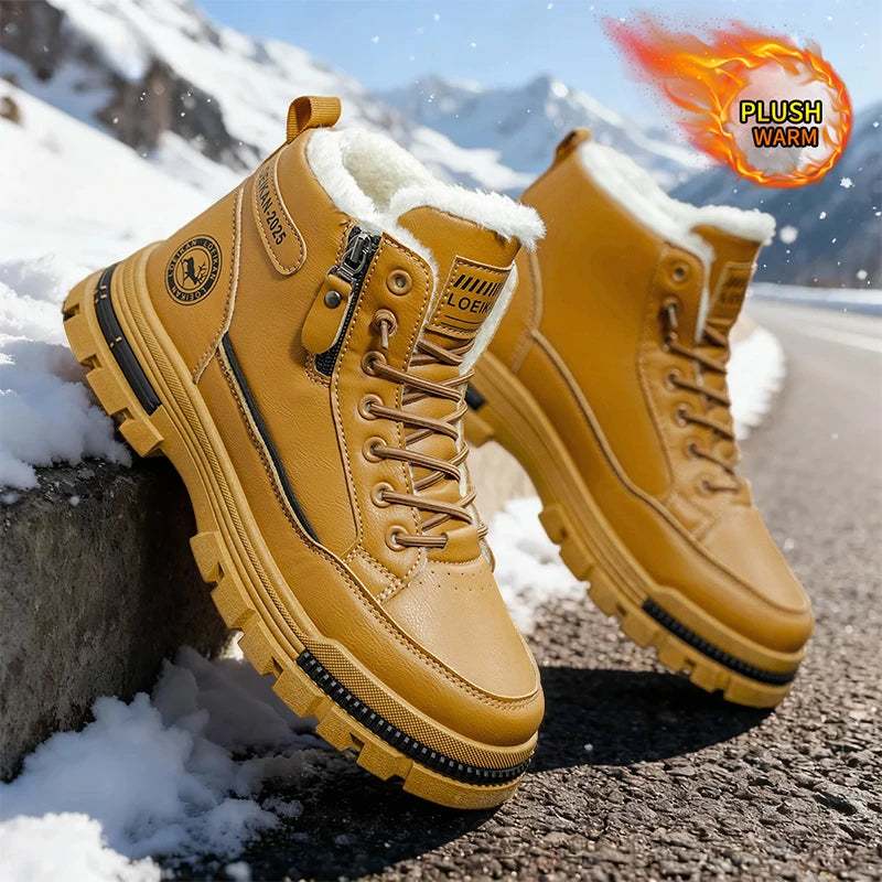 2025 Winter New Men's Snow Boots, Thickened & Cotton-Lined, Versatile Trendy Style, Outdoor Wear with Street Vibe