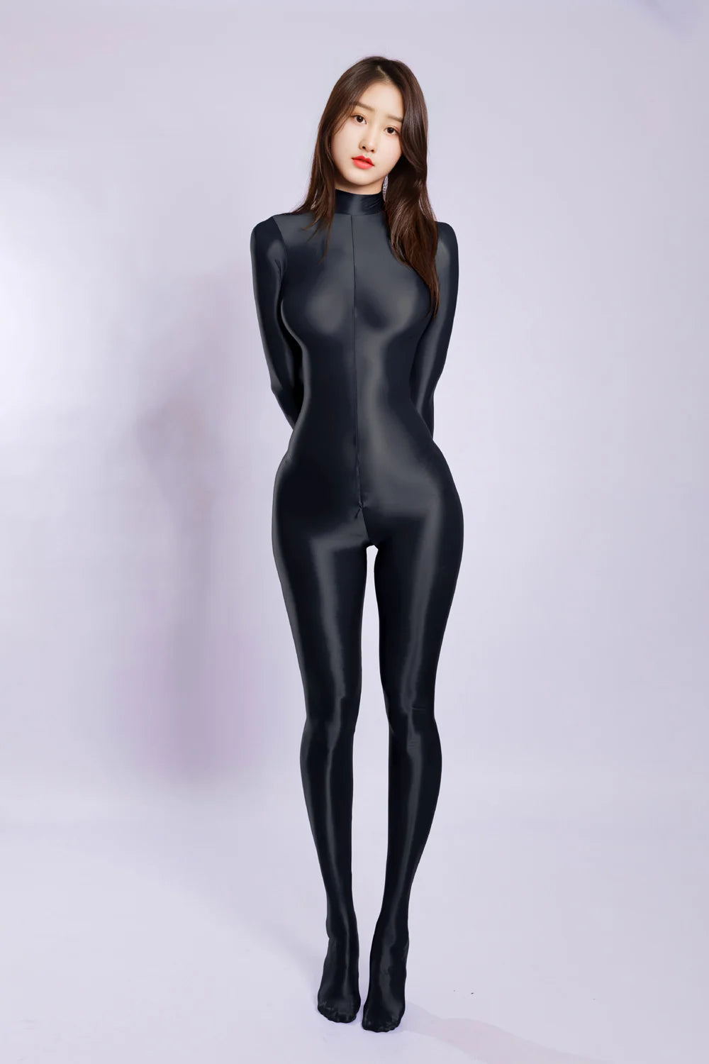 M XL Unisex Shiny Catsuit Bodystocking Long Back Zipper Open Crotch Bodysuit Tights Leotard Conjoined Unitard Jumpsuit Teddies