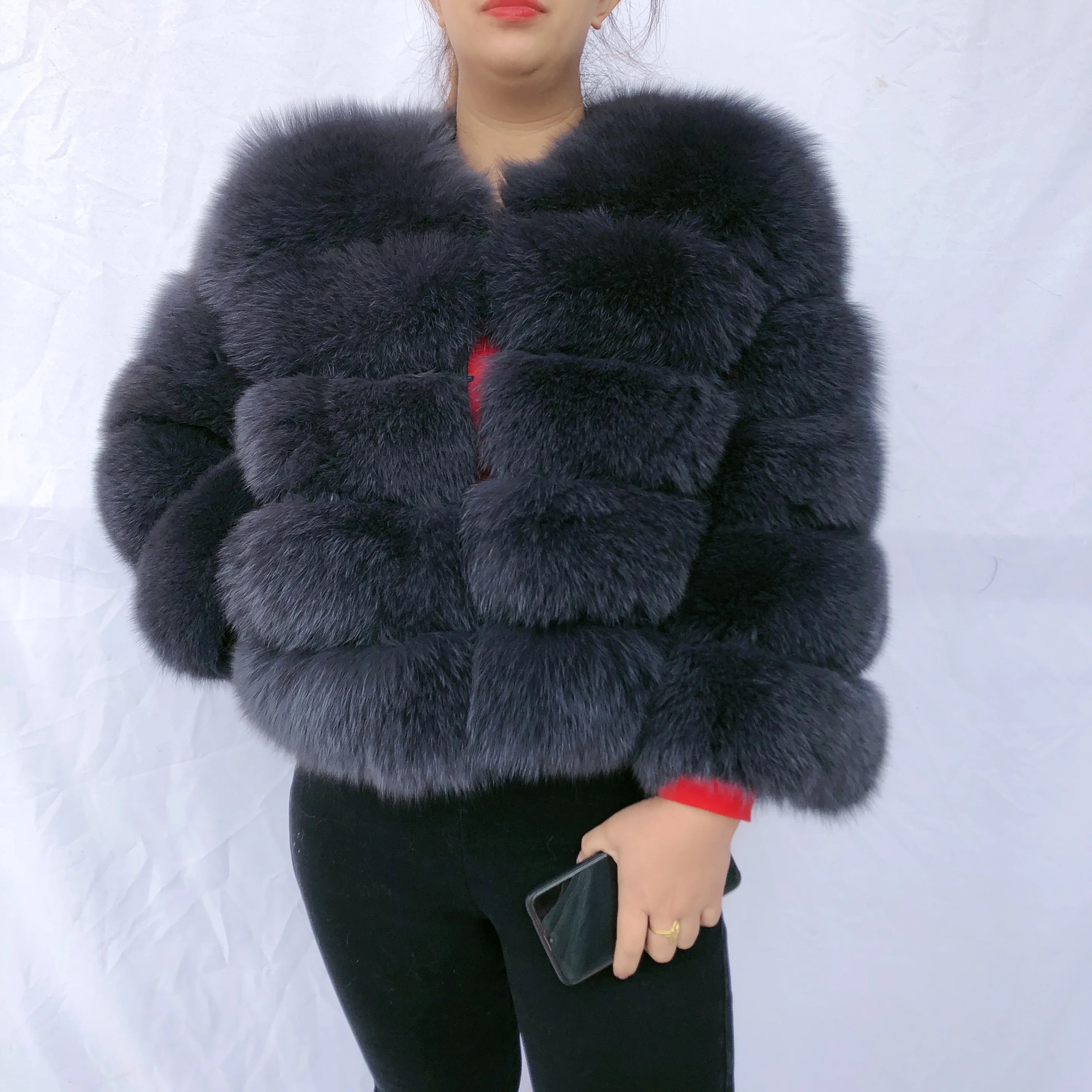 New Real fox fur coat women's winter warm 100% natural fur jacket Short Raccoon fur coat women's  high quality hot sale
