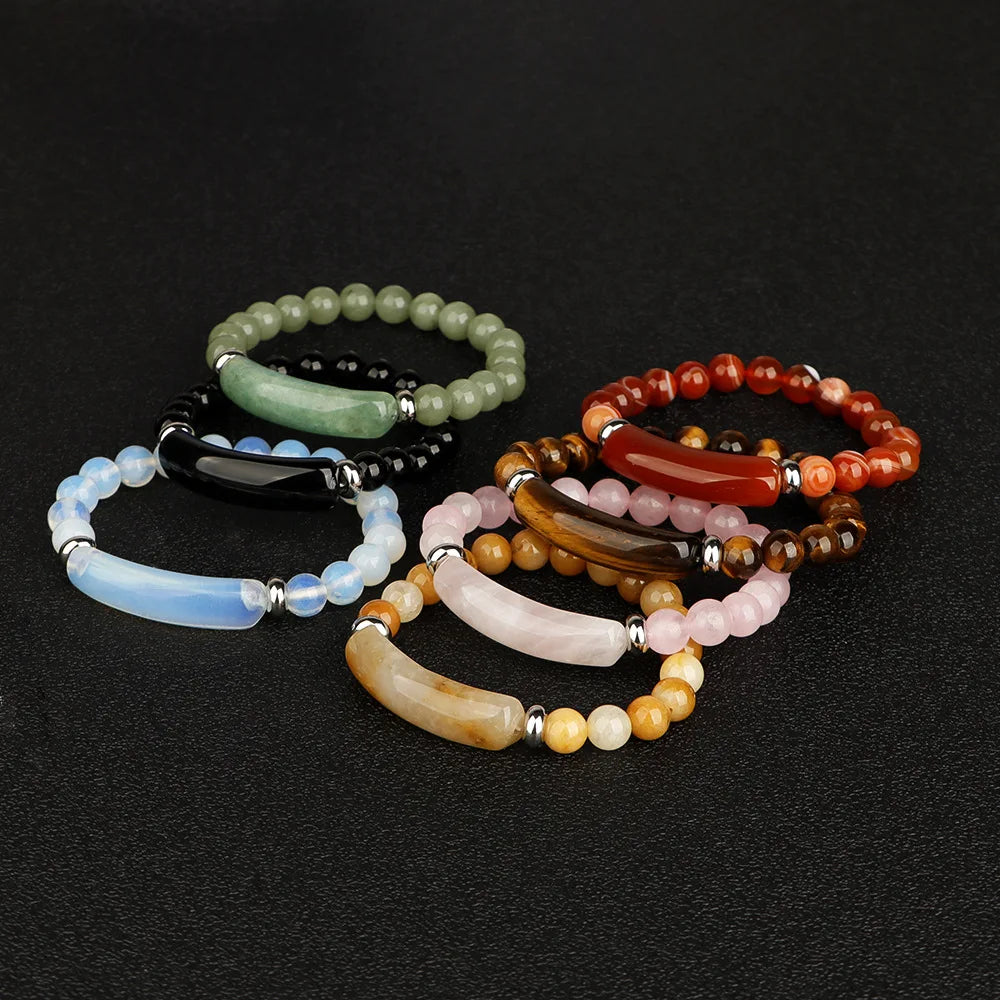 Bridge bracelet Natural Stone Crystal Druzy Rose Quartz Amethyst Gemstone Beaded Beads Bracelet for Women Girls Jewelry Gifts