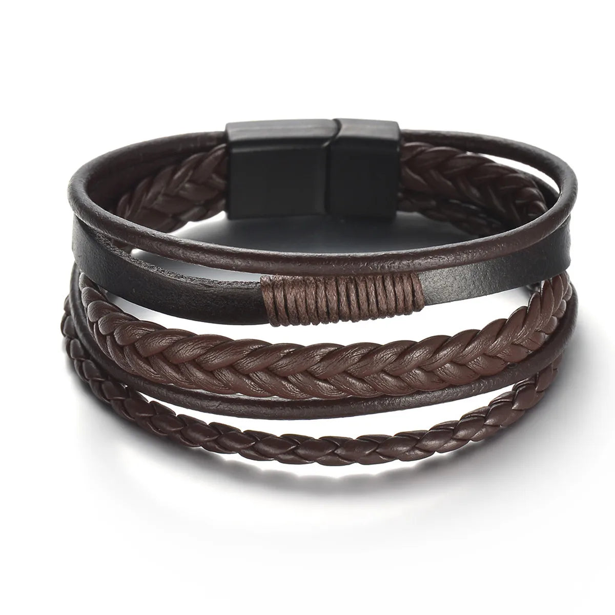 Men's Cross Leather Bracelet Prayer Multi Layer Braided Stainless Steel Fashion Classic Wristband Birthday Gift For Men Women