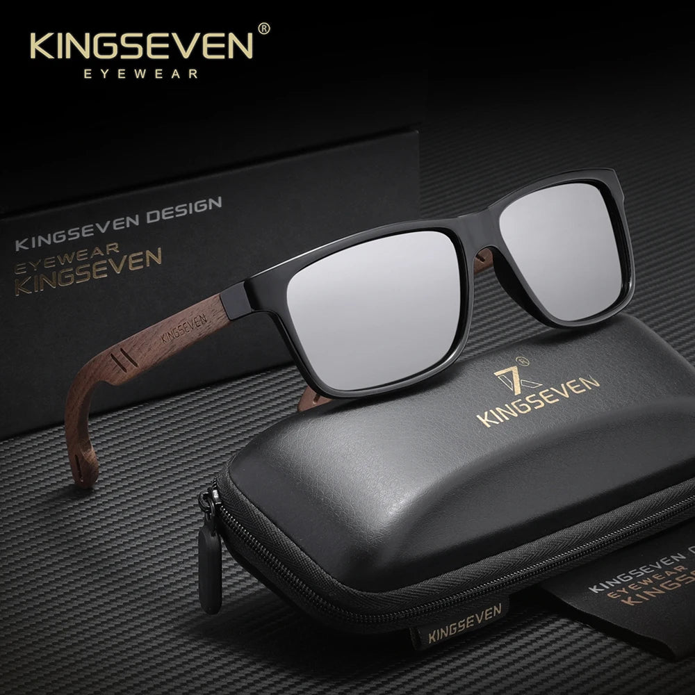 KINGSEVEN Classical Vintage Wooden Sunglasses Men's UV400 Polarized Walnut Retro Glasses Women Male Outdoor Eye Protect Eyewear