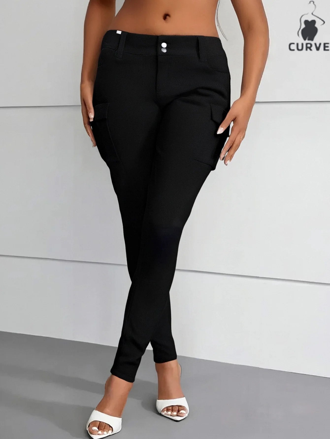 Plus-Size Women's Black Stretch Skinny Jeans - Soft & Comfortable Fabric, Perfect for Daily Casual Wear