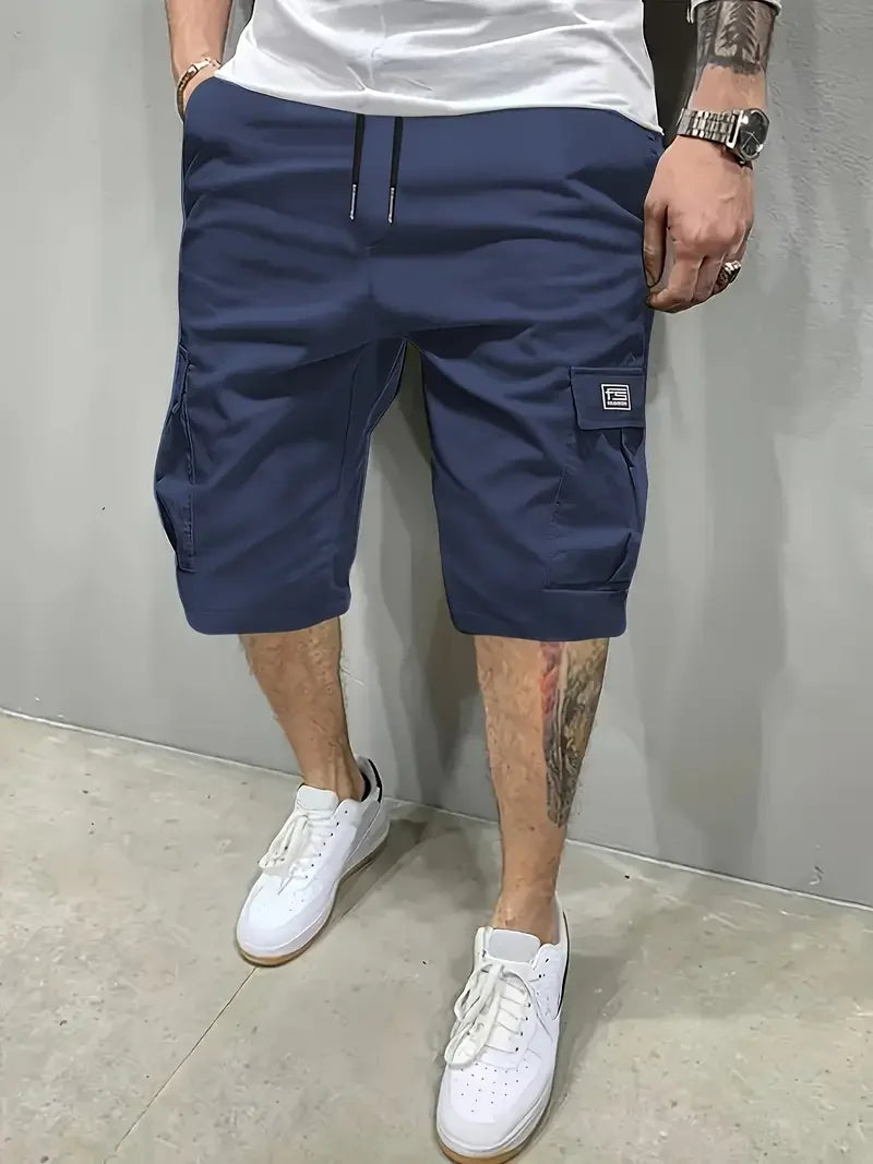 Men's Summer Utility Shorts Versatile Casual Wear with Multi-Pockets & Elastic Waist for Hiking & Daily Use Cargo Shorts
