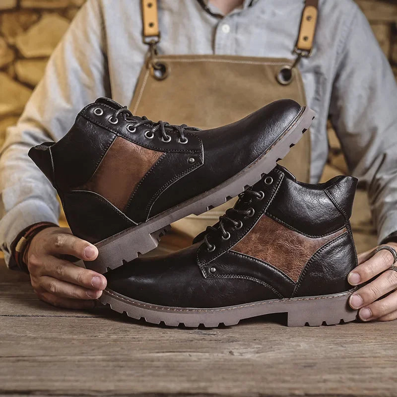 High Quality Men Boots Leather Autumn Winter High Top Shoes Business Casual British Ankle Boots Trendy Elegant Men's Shoes