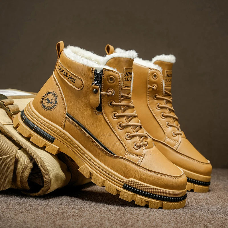 2025 Winter New Men's Snow Boots, Thickened & Cotton-Lined, Versatile Trendy Style, Outdoor Wear with Street Vibe