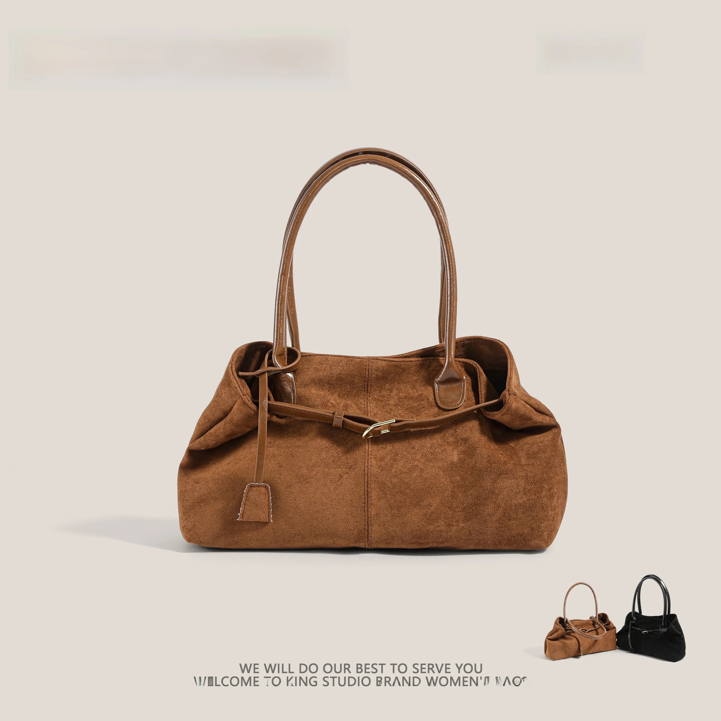Autumn Winter Women's Suede Underarm Tote Bag Large Capaci Commuter Bag Handbag Retro Trendy 2025 New Sle Soft Leather