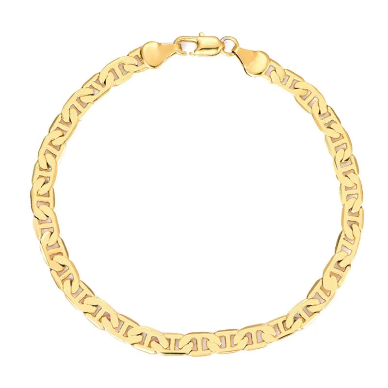 45-60cm 18K gold 925 Sterling silver charm 6MM flat chain Necklaces for Women Men Luxury Fashion Party Wedding Jewelry