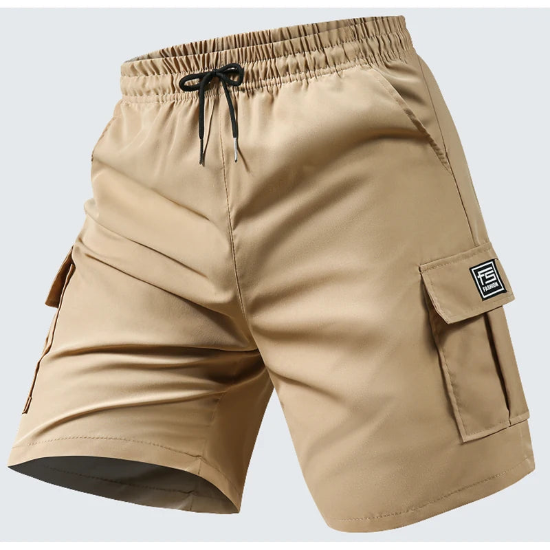 Men's Summer Utility Shorts Versatile Casual Wear with Multi-Pockets & Elastic Waist for Hiking & Daily Use Cargo Shorts