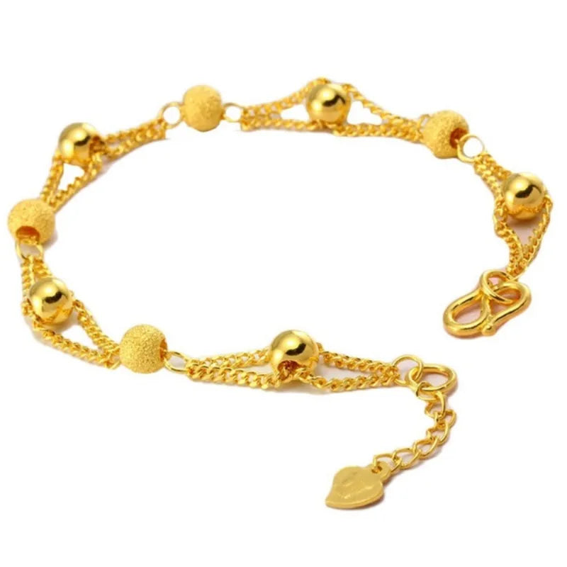 Fashion Gold Color Round Bracelet Chain for Women Girls 2024 New Small Beads Bracelets Luxury Party Jewelry Anniversary Gifts