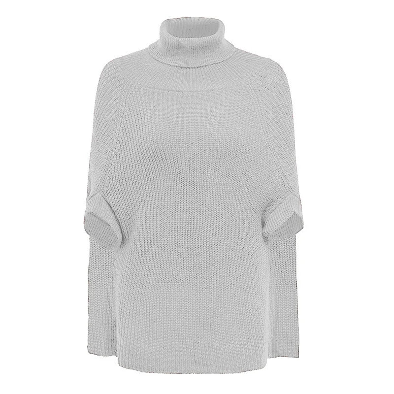 2025 Knitted Tops Loose Oversize Sweater Autumn Winter Fashion Women Cloak Poncho Female Sexy Elegant Turtleneck Sweaters Tops