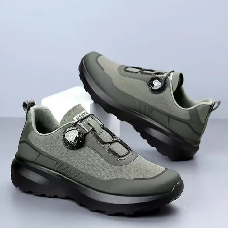 Running Men's Shoes 2025 Spring Button Men's Shoes Casual Sports Outdoor Mountaineering Breathable Cloth Shoes