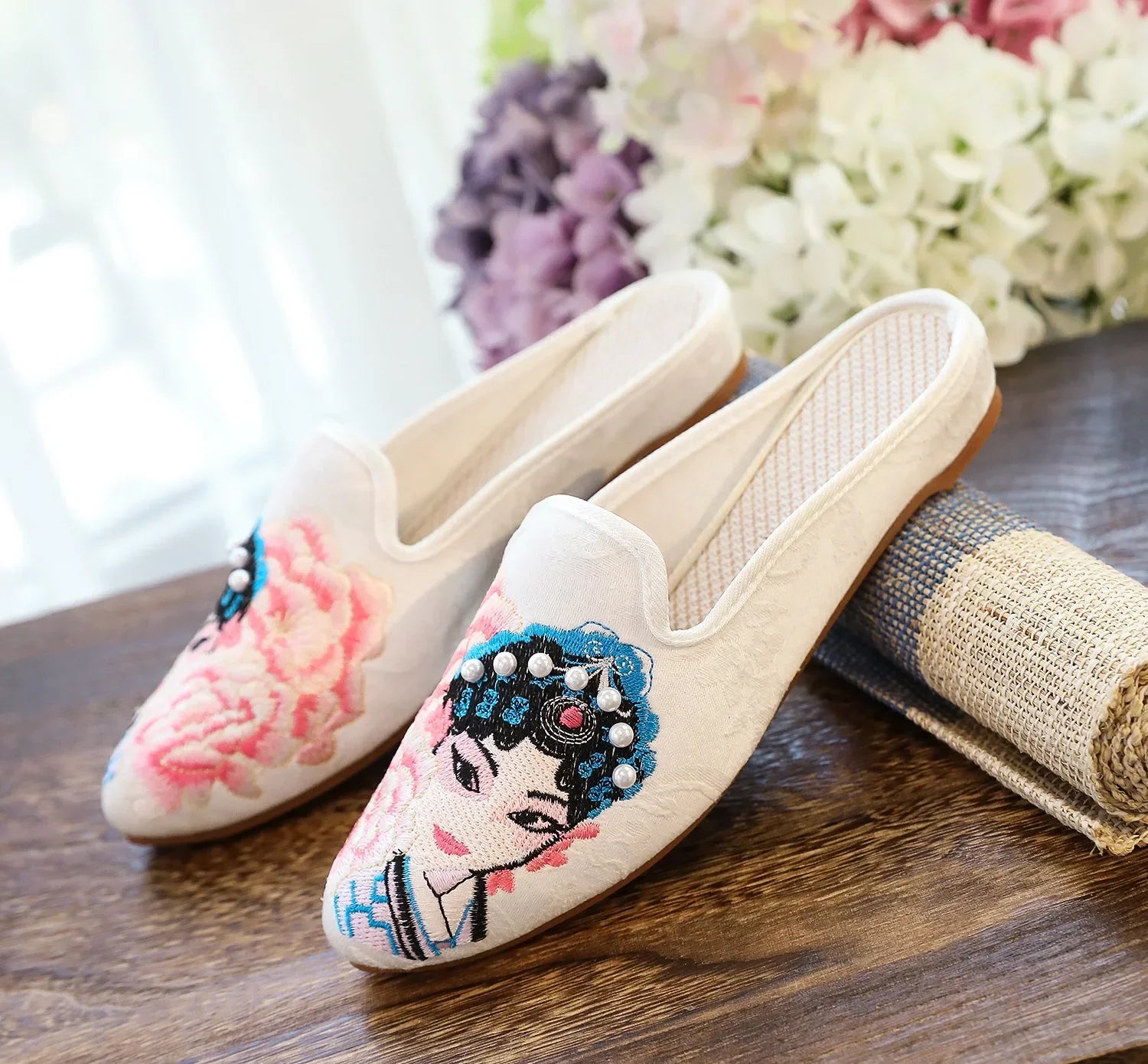 Chinese Style Summer Harajuku Slippers Women Shoes for Women Fashion Casual Vintage Embroidery Ethnic Style Streetwear