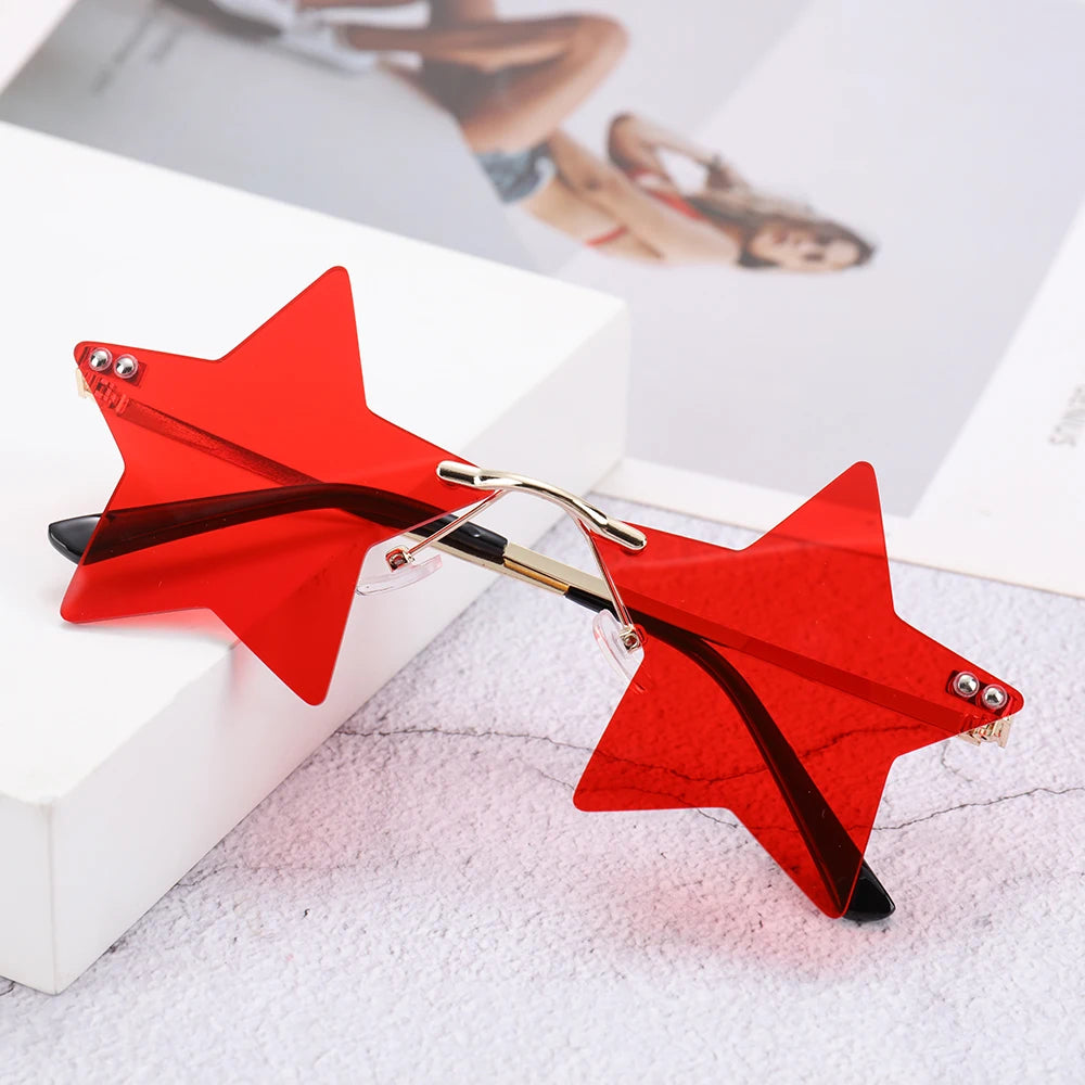 Star Shape Sun Glasses Funny Pentagram Eyewear Eyeglasses Christmas Decoration Party Glasses Rimless Sunglasses Driver Goggles
