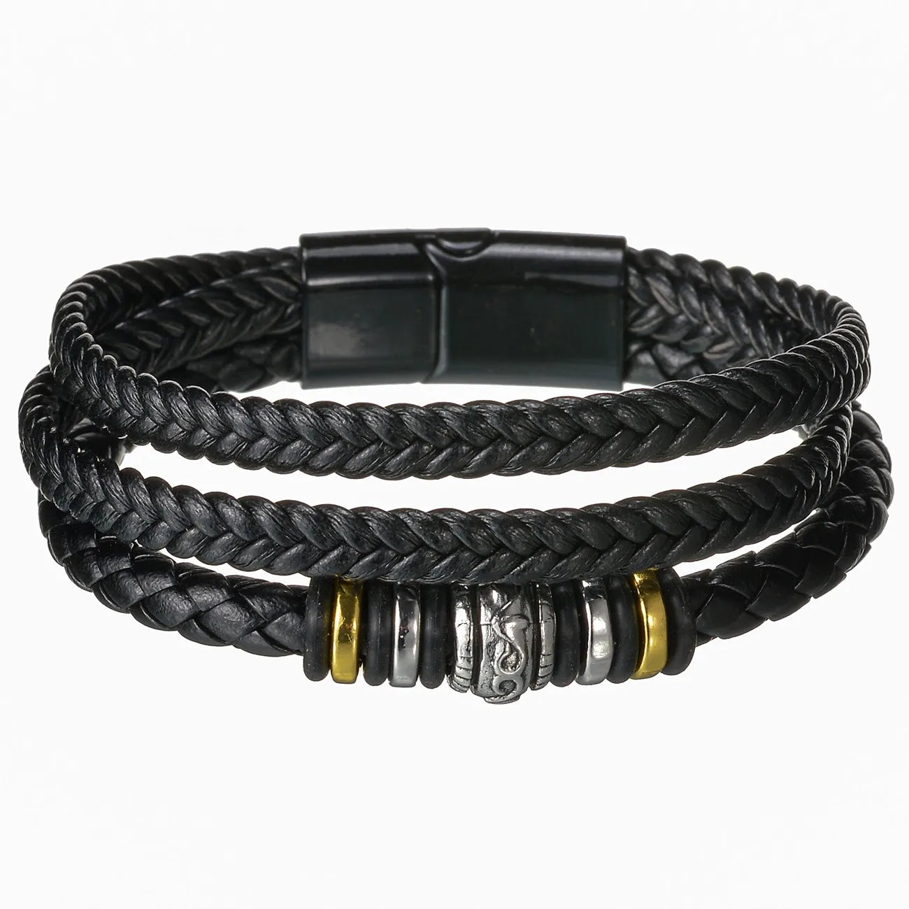 Men's Cross Leather Bracelet Prayer Multi Layer Braided Stainless Steel Fashion Classic Wristband Birthday Gift For Men Women
