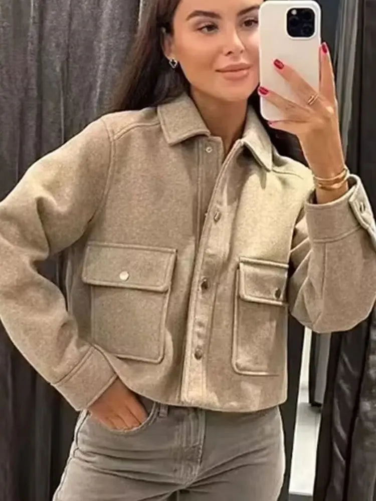 HH Women's Fashion Jackets Solid Long Sleeves Single-breasted With Pockets Down Turn Down Collar Causal  Autumn Winter Coats