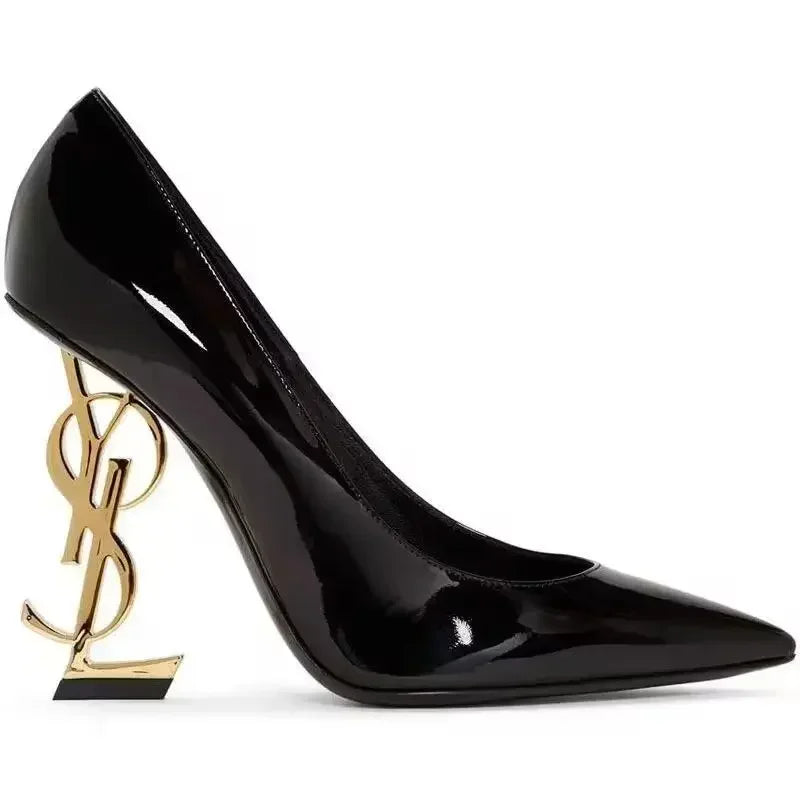 Heels Women New Design Metal Heel Patent Leather Banquet High Heel Sandals Elegant Sexy Women's High Heels Zapatos De Mujer