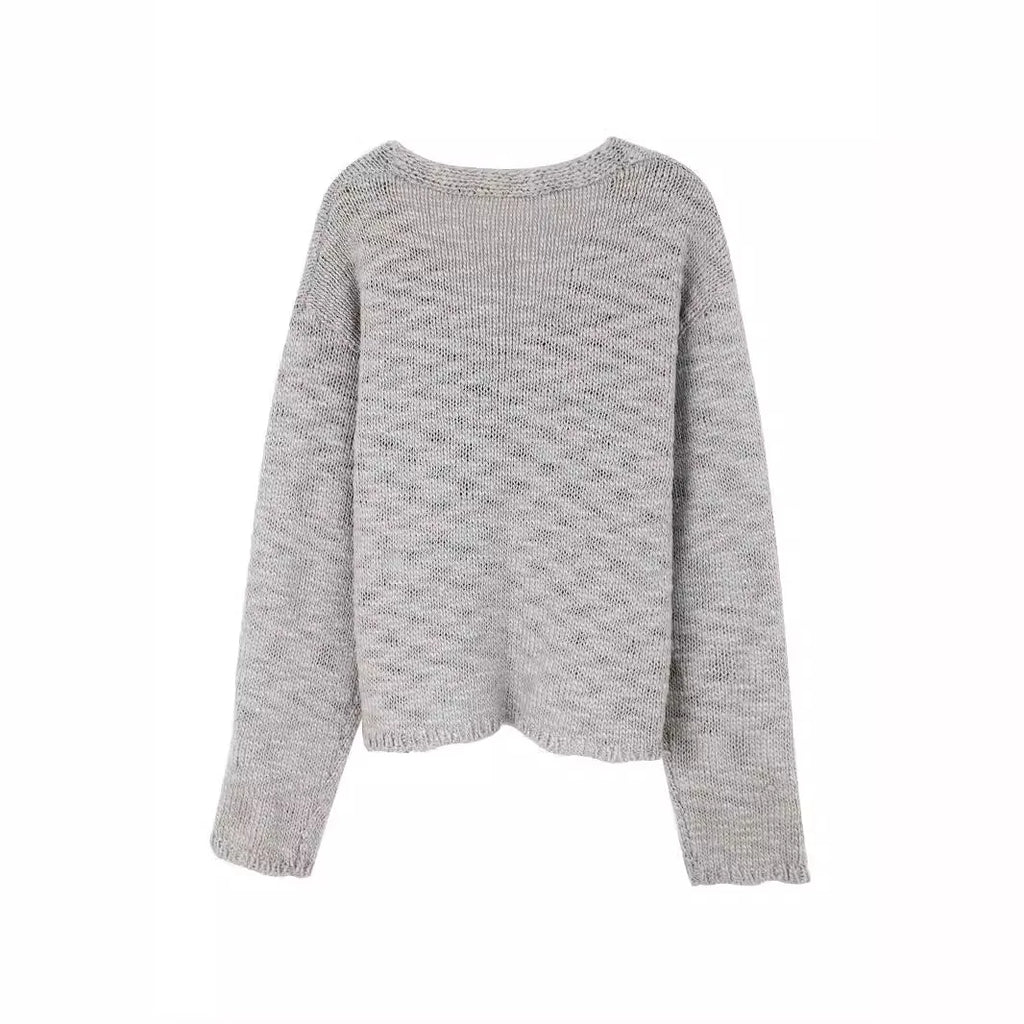 Women's knitted V-neck cardigan, loose coat, spring and autumn