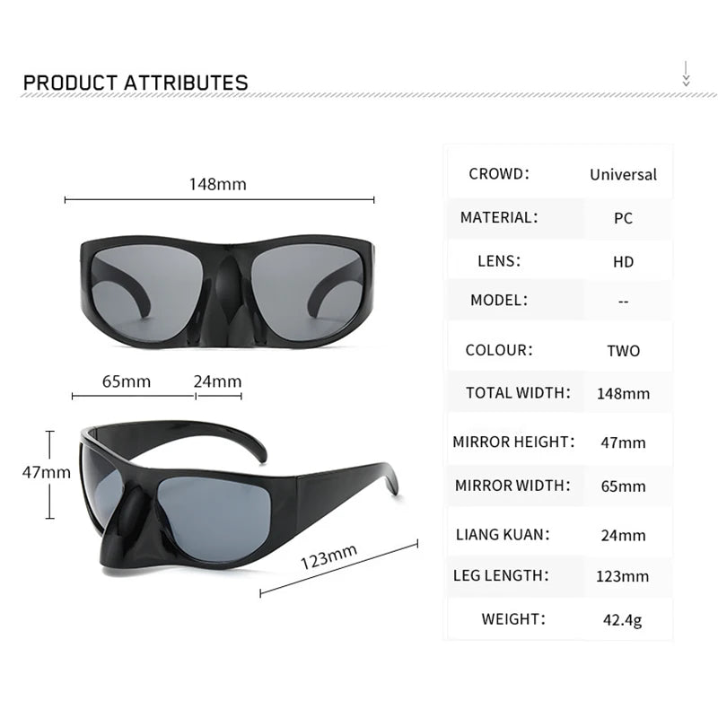 Y2K Luxury Brand Designer Oversized Bird Nose Masked Sunglasses Women For Men 2023 Trend Sun Glasses Vintage Fashion Goggles