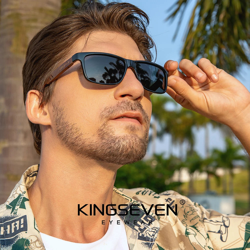 KINGSEVEN Classical Vintage Wooden Sunglasses Men's UV400 Polarized Walnut Retro Glasses Women Male Outdoor Eye Protect Eyewear