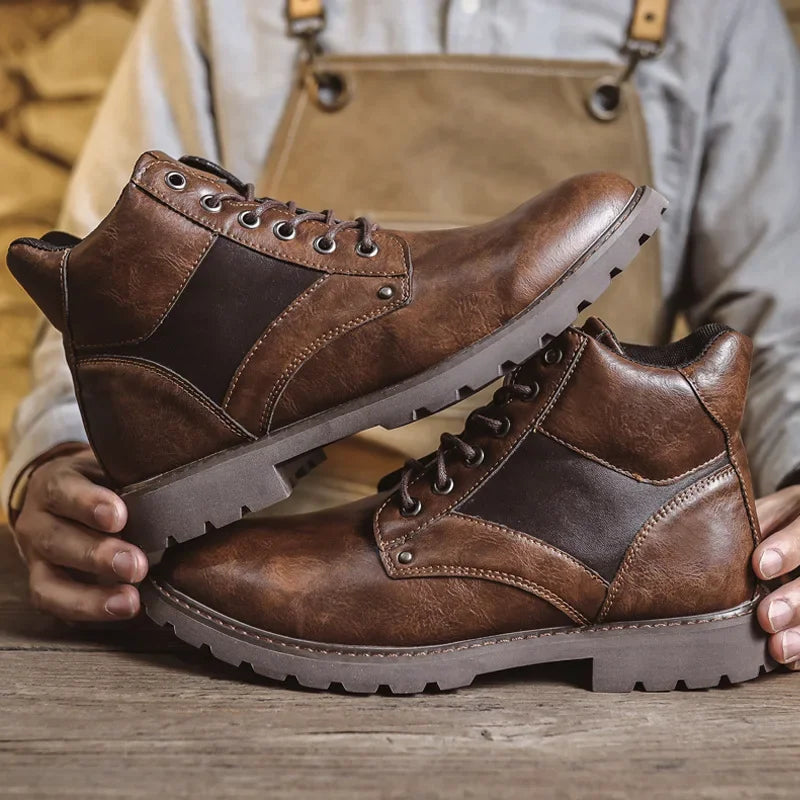 High Quality Men Boots Leather Autumn Winter High Top Shoes Business Casual British Ankle Boots Trendy Elegant Men's Shoes