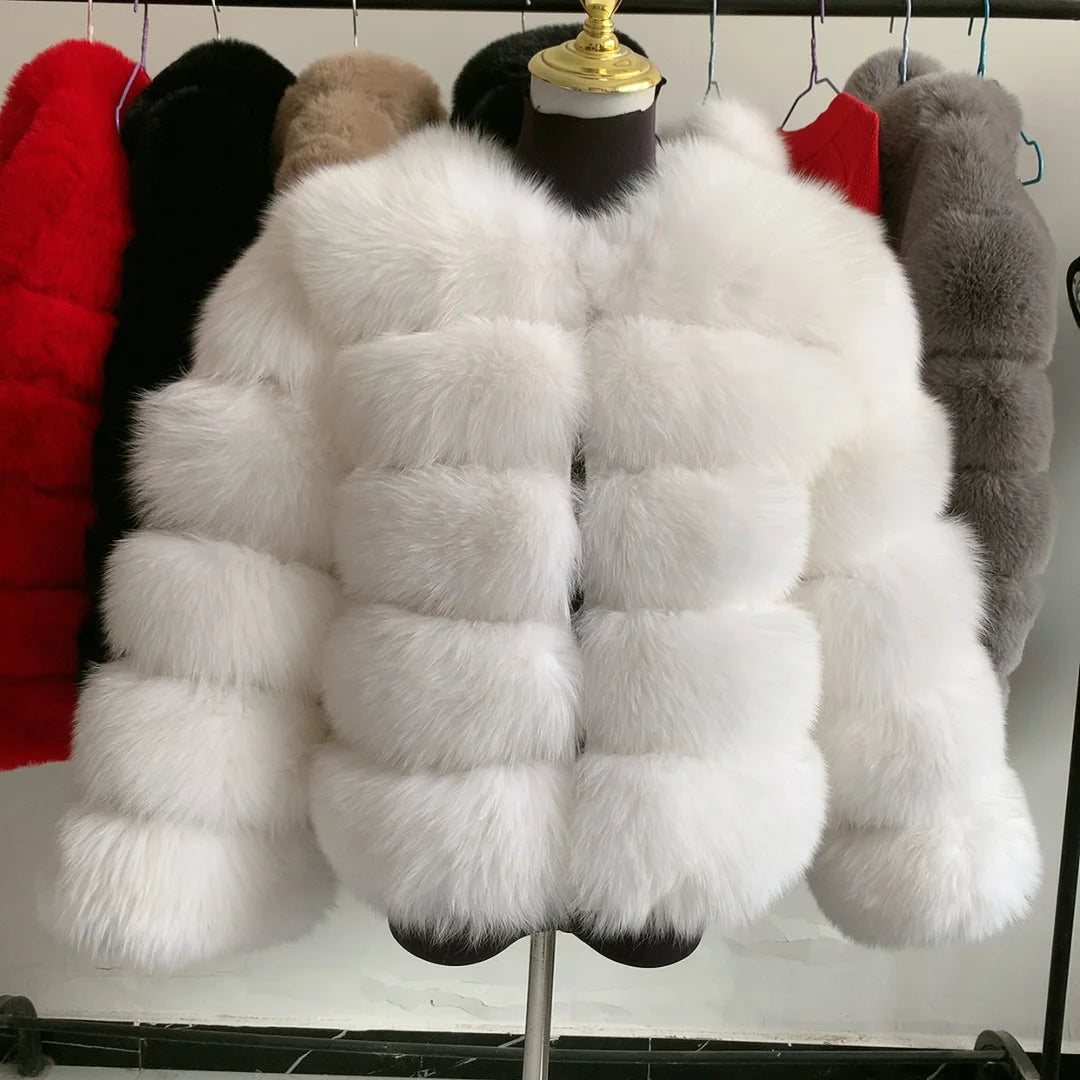 New Real fox fur coat women's winter warm 100% natural fur jacket Short Raccoon fur coat women's  high quality hot sale