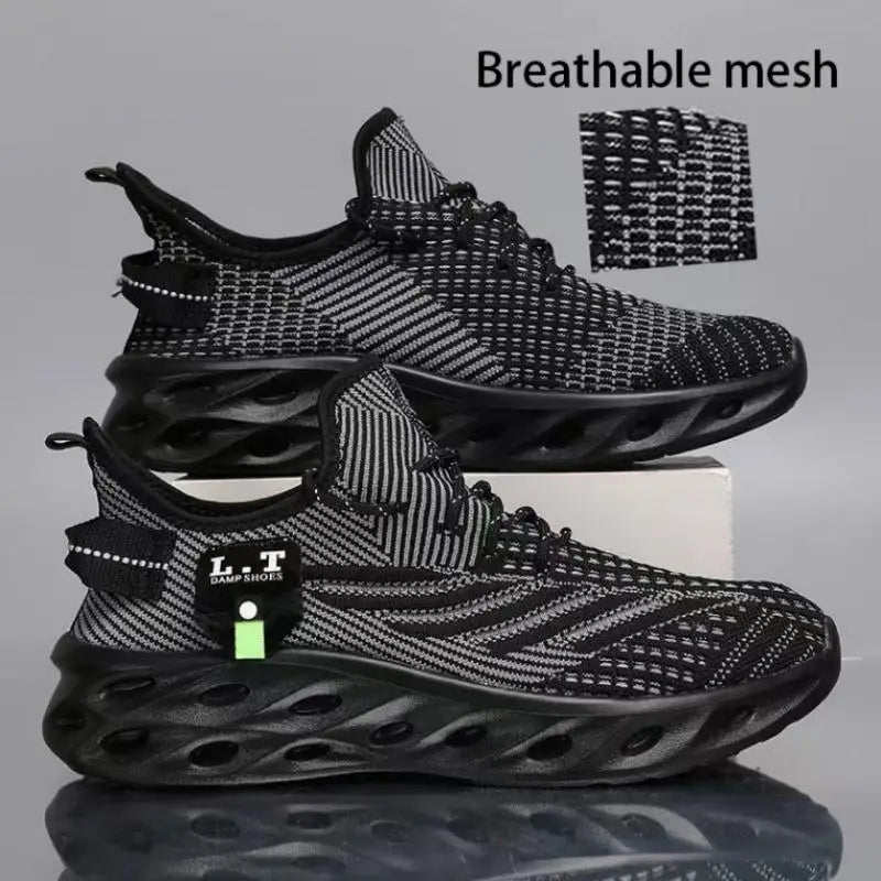 Summer Men Casual Sport Shoes Breathable Lightweight Sneakers Outdoor Mesh Black Running Shoes Athletic Jogging Tennis Walking