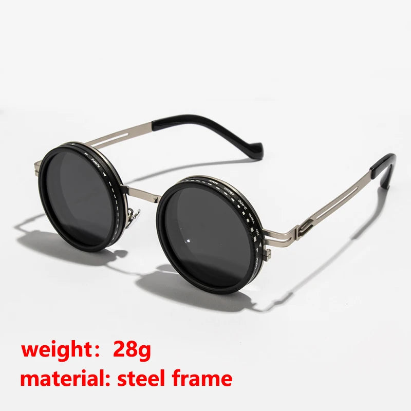 Polarized Round Sunglasses ND9 Adjustable Dimming Sun Glasses Men Women Retro Punk Men's Fishing Eyeglasses Outdoor Shades UV400