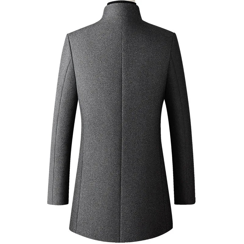 New Autumn and Winter Woolen Coat Mens Medium and Long Wool Woolen Coat Woolen Men Trench Coat
