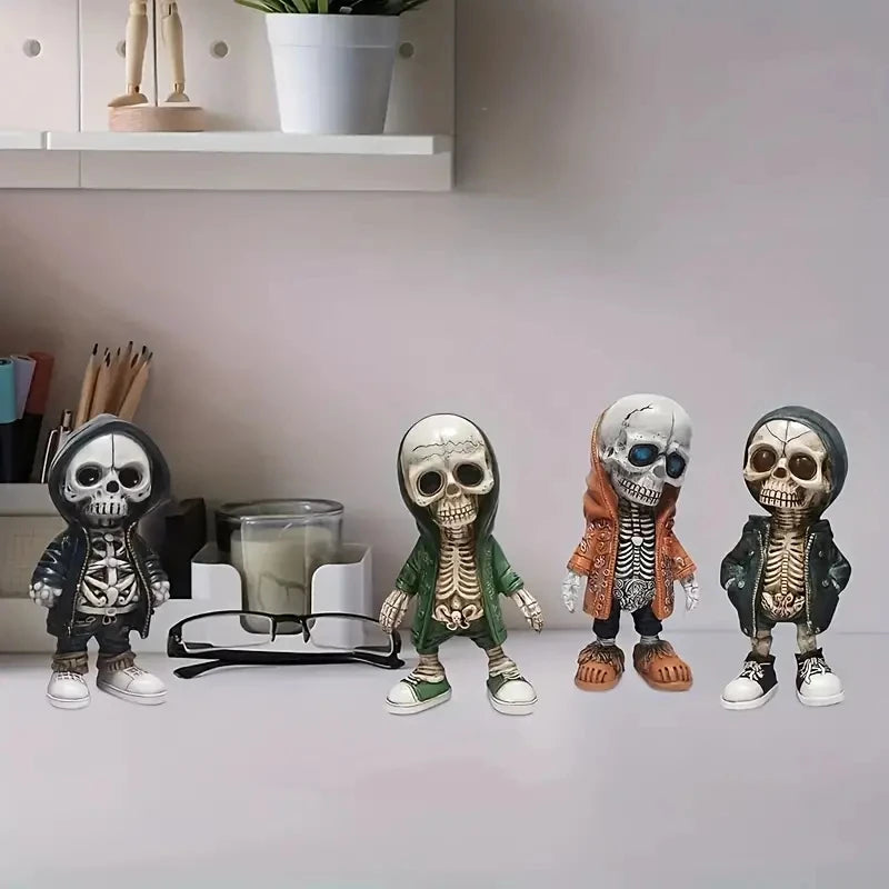 1pc Cool Skeleton Figures, Skeleton Statue, Collectible Gothic Skull Sculpture Halloween Decoration For Home Office Room Decor