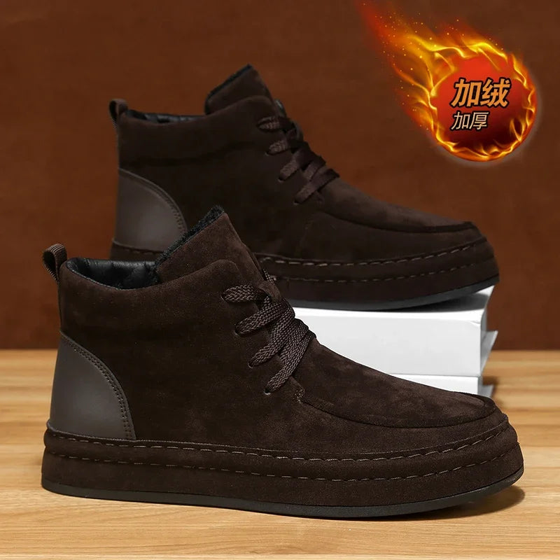 High-top cotton men's 2025 winter casual shoes, high-quality, fashionable, lightweight and breathable men's ankle boots