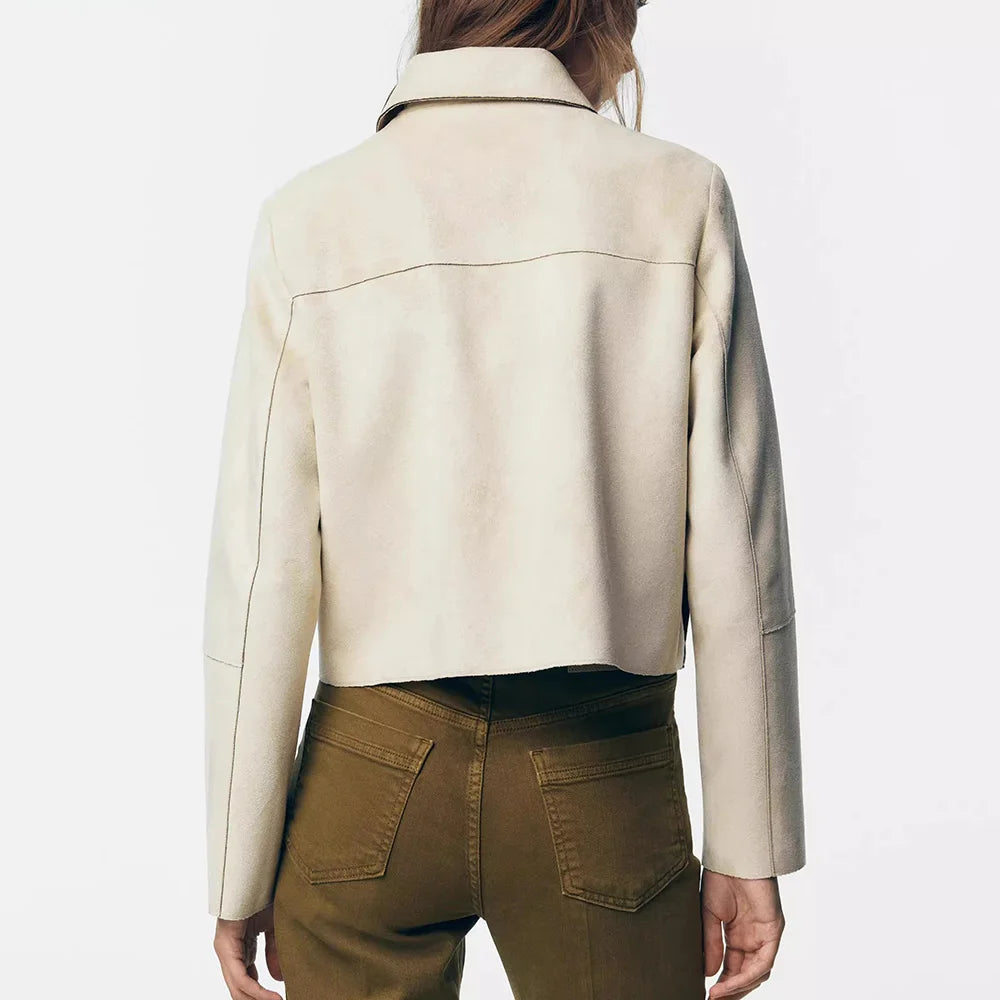 Female Elegant Lapel Single-breasted Pockets Decoration Solid Street Style Jackets Women Autumn Vintage Slim Short Jacket