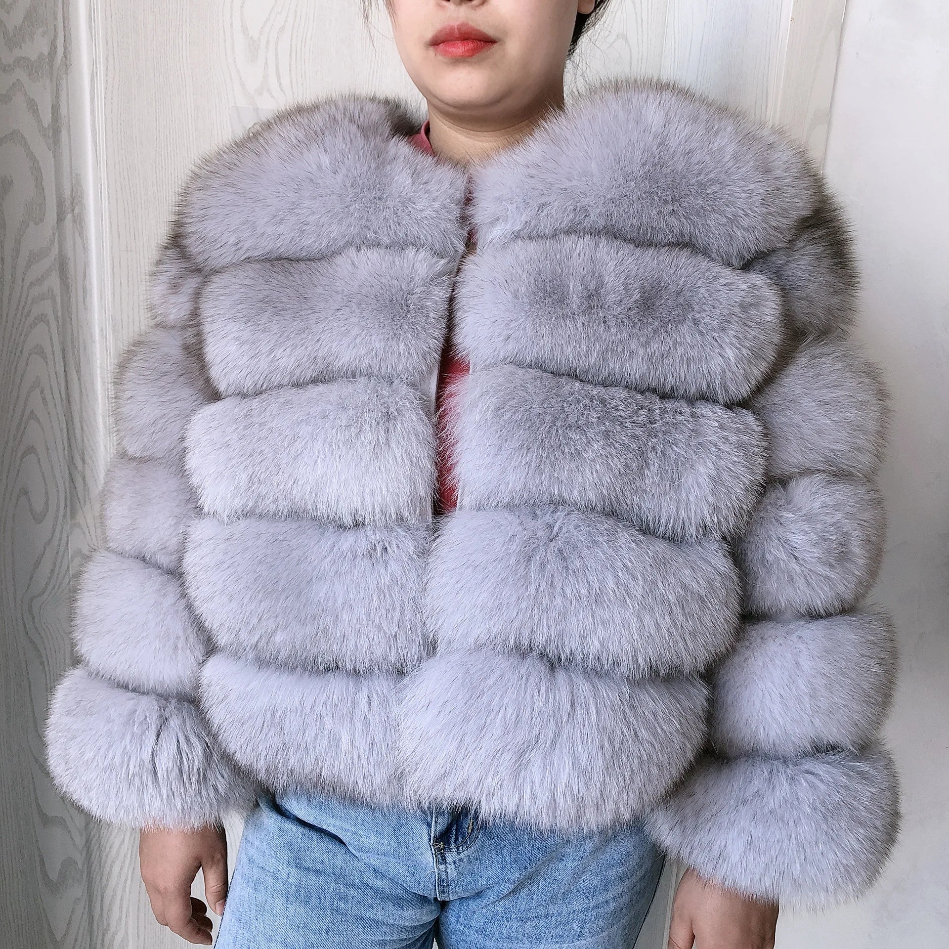 New Real fox fur coat women's winter warm 100% natural fur jacket Short Raccoon fur coat women's  high quality hot sale