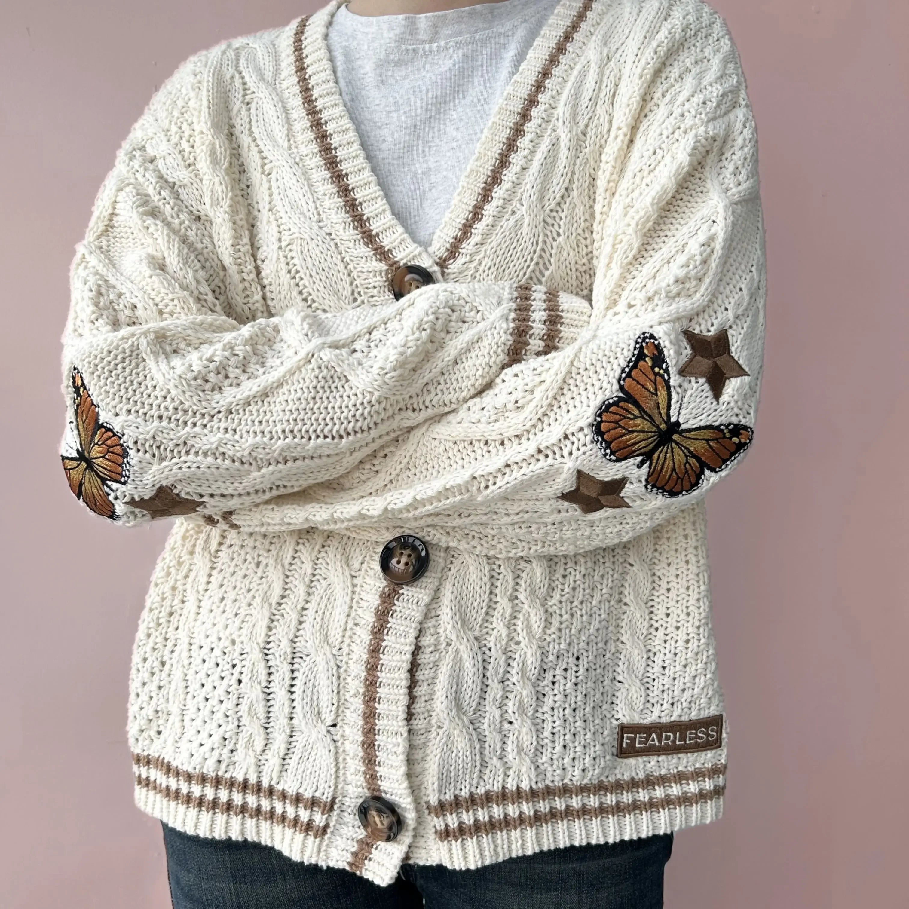 Autumn Red Maple Leaf Embroidered Leaves Knitted Cardigan Women Winter V-neck Single Breasted Show Y2k Style Cardigans Girls