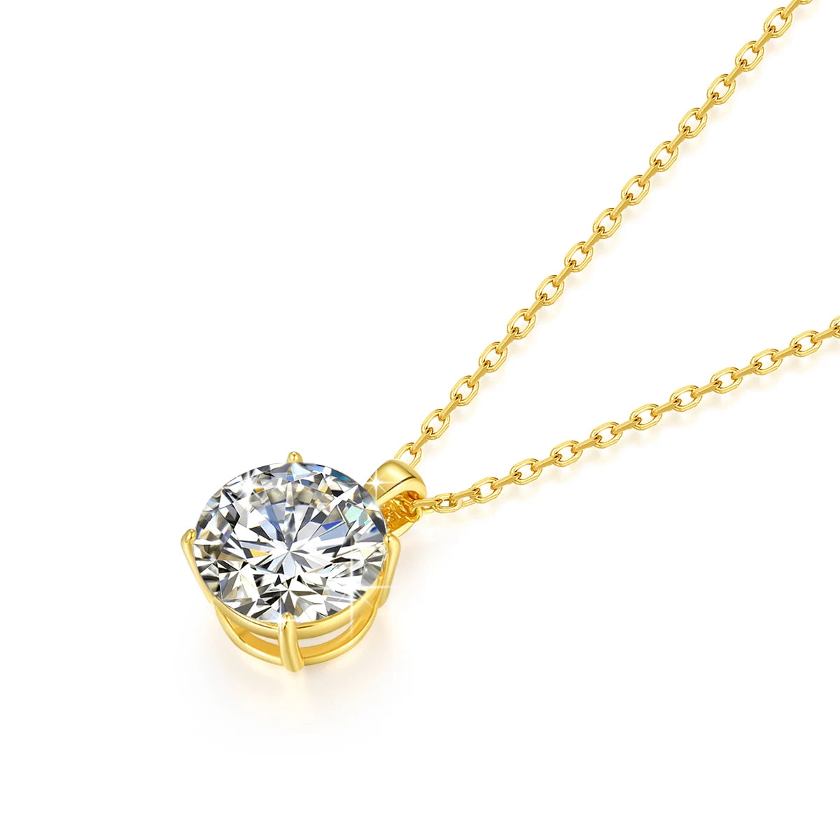 Szjinao 100% Real 14k Gold Moissanite Necklace For Women 6.5mm 1.0ct D Color AU585 K Gold Luxury Pendant Certificated Wholesale