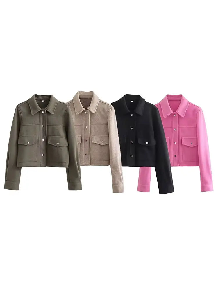 HH Women's Fashion Jackets Solid Long Sleeves Single-breasted With Pockets Down Turn Down Collar Causal  Autumn Winter Coats