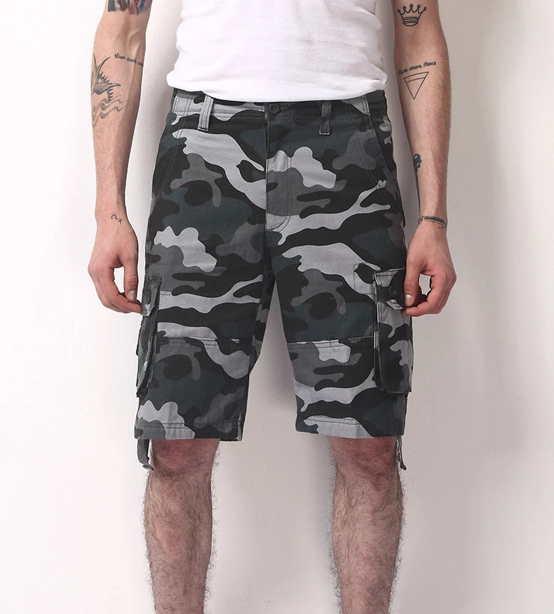 Mens Camo Shorts Men Camouflage Overalls Loose Casual Outdoor Sports Half Pants Side Pocket Cotton Comfortable Shorts
