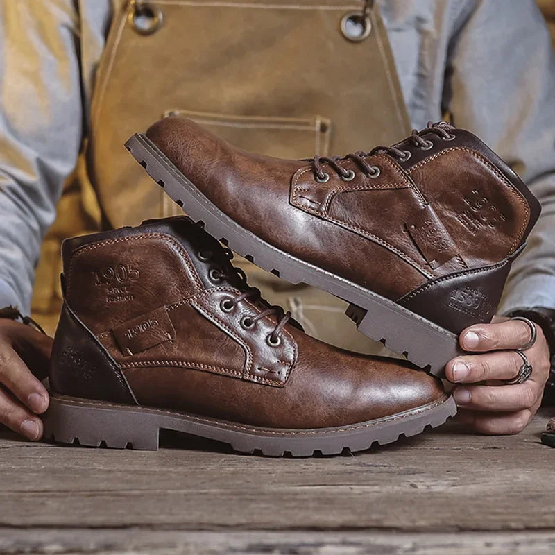 High Quality Men Boots Leather Autumn Winter High Top Shoes Business Casual British Ankle Boots Trendy Elegant Men's Shoes