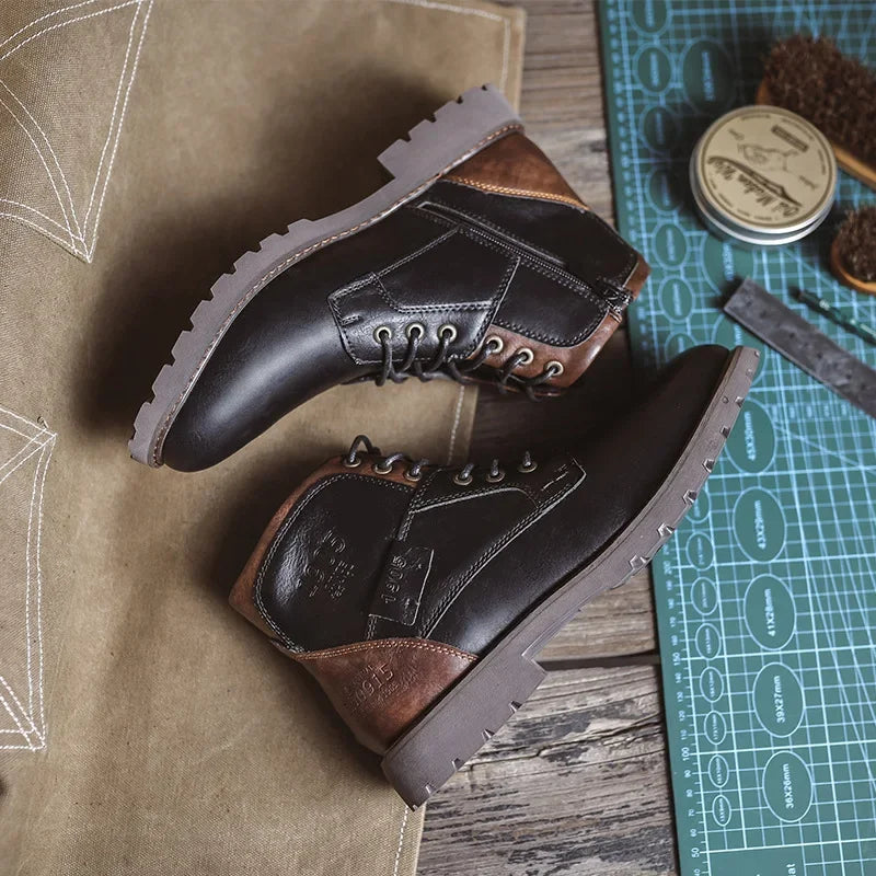 High Quality Men Boots Leather Autumn Winter High Top Shoes Business Casual British Ankle Boots Trendy Elegant Men's Shoes
