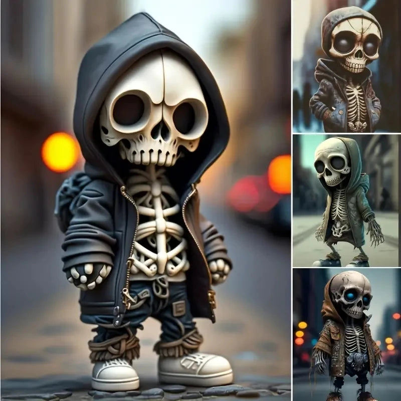 1pc Cool Skeleton Figures, Skeleton Statue, Collectible Gothic Skull Sculpture Halloween Decoration For Home Office Room Decor
